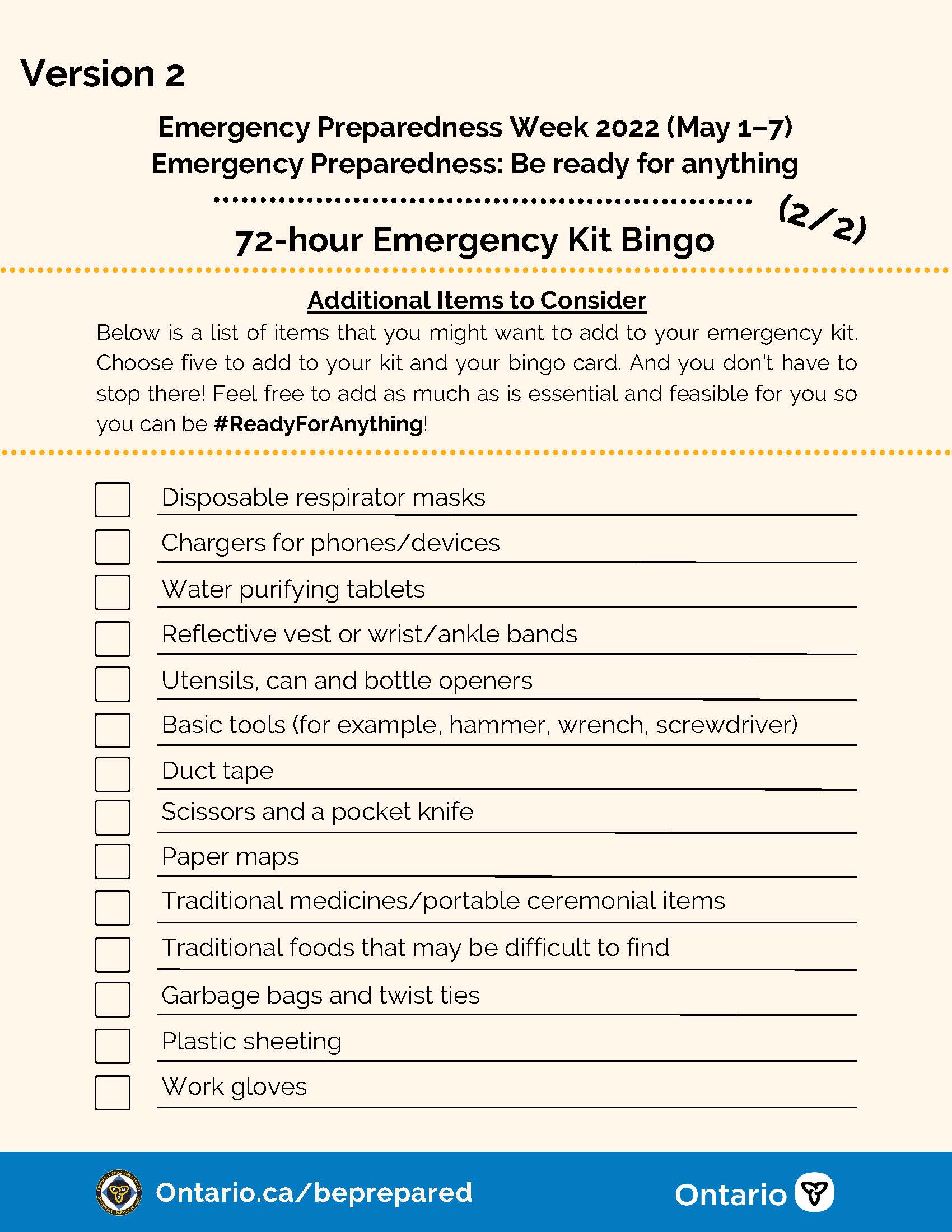 Family Emergency Kit page 4