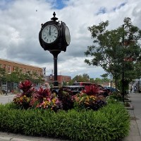 floral display on Brock Street Uxbridge